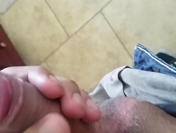 Jerking off hard meat with lotion
